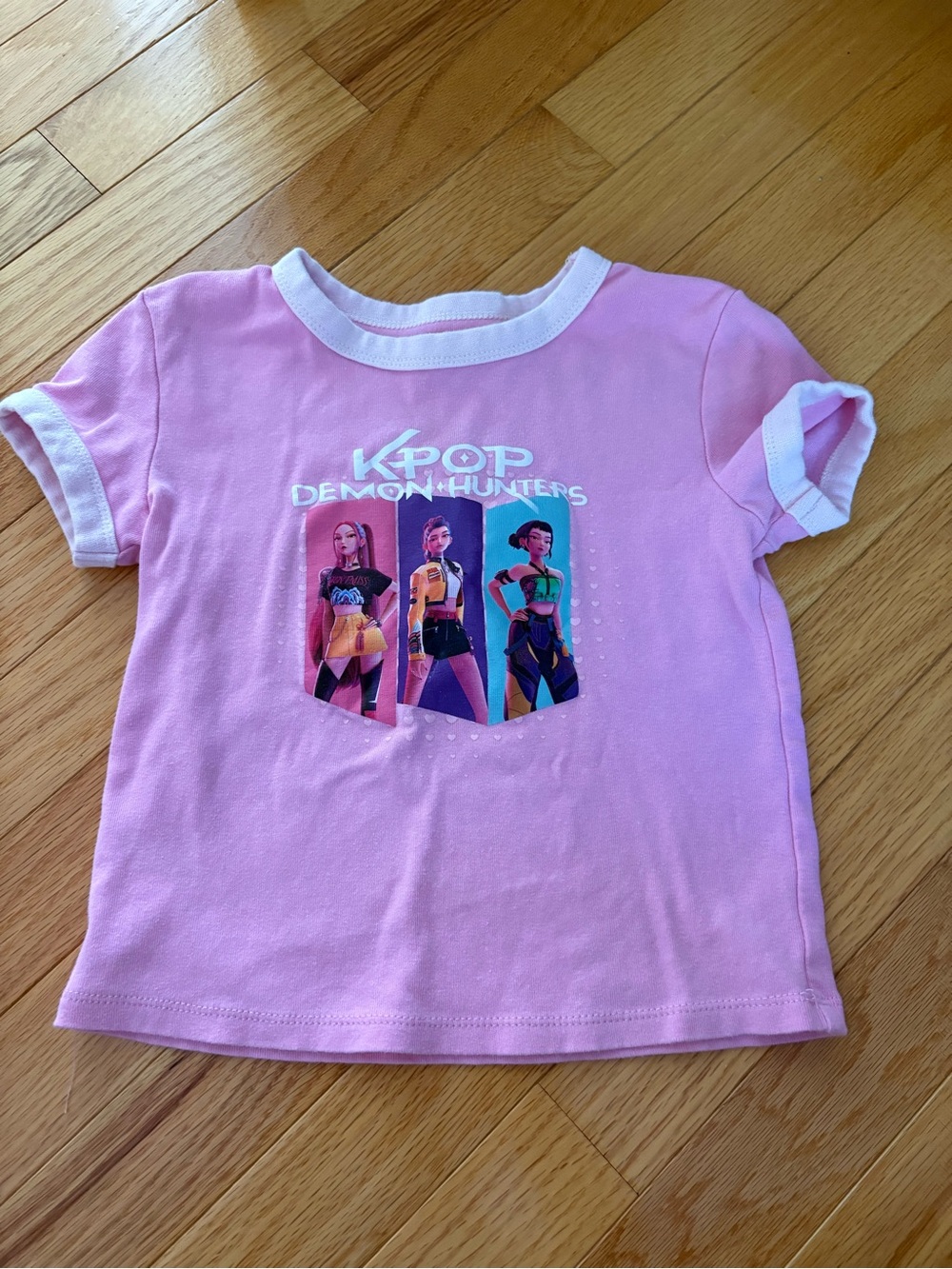 Netflix Pink K-Pop Demon Hunters Graphic Tee with White Trim